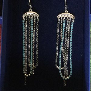Swarovski black and turquoise dangle earrings